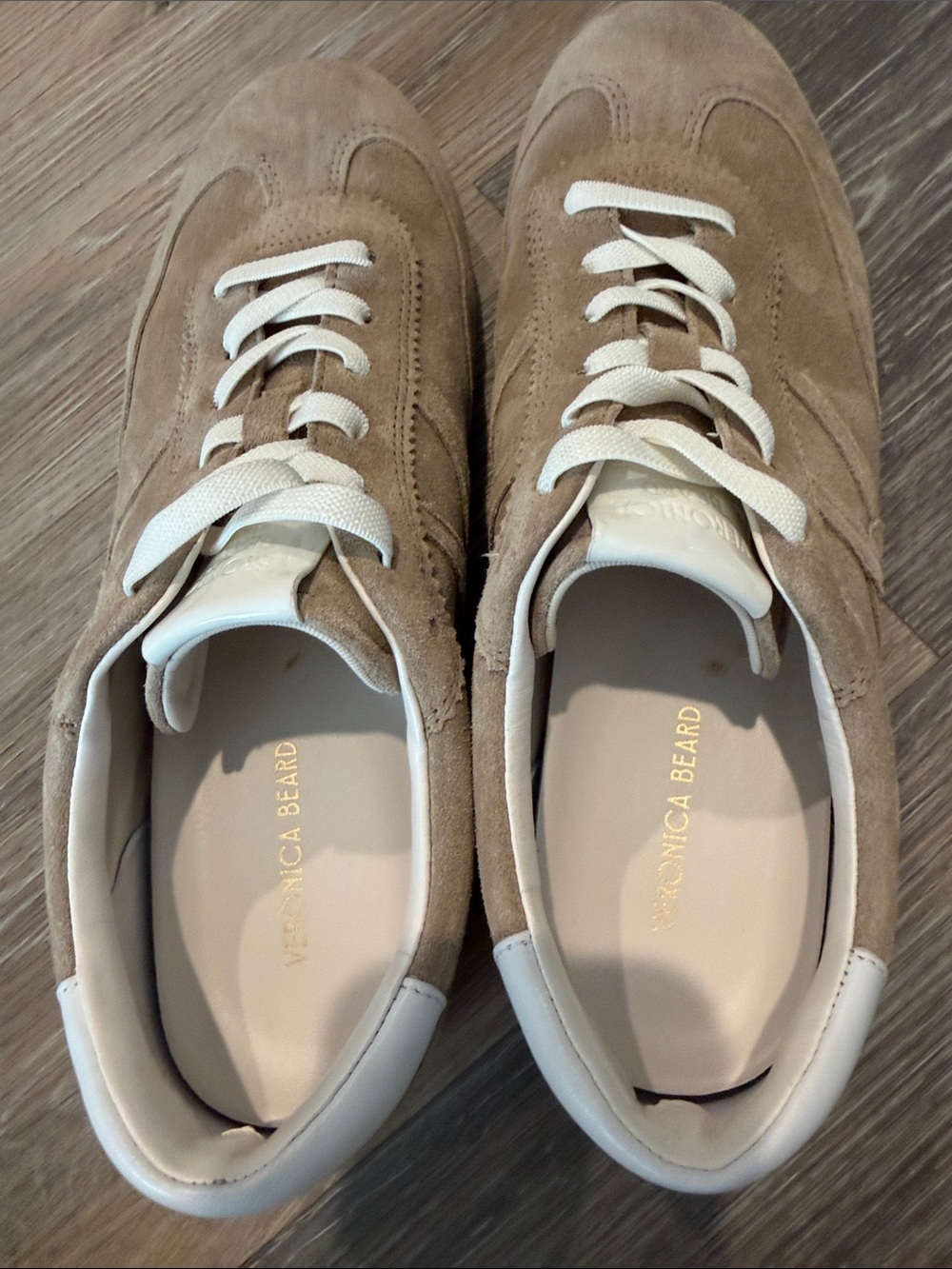 Veronica Beard Riveria Sneakers size 7 1/2. Sand color - Picture 3 of 7